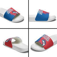 Faroe Islands Slide Sandals with Viking Fish Illustration Red Blue Runic Design - Wonder Print Shop