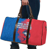 Faroe Islands Travel Bag with Viking Fish Illustration Red Blue Runic Design - Wonder Print Shop