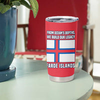 Faroe Islands Tumbler Cup with Viking Fish Illustration Red Blue Runic Design - Wonder Print Shop