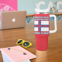 Faroe Islands Tumbler With Handle with Viking Fish Illustration Red Blue Runic Design - Wonder Print Shop