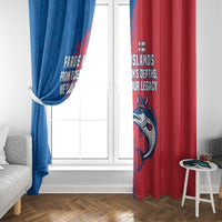 Faroe Islands Window Curtain with Viking Fish Illustration Red Blue Runic Design - Wonder Print Shop