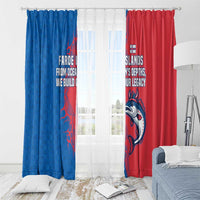Faroe Islands Window Curtain with Viking Fish Illustration Red Blue Runic Design - Wonder Print Shop