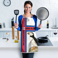 Faroe Islands Apron with Red Blue Cross Design and Puffin Bird - Wonder Print Shop