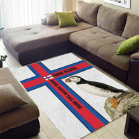 Faroe Islands Area Rug with Red Blue Cross Design and Puffin Bird - Wonder Print Shop