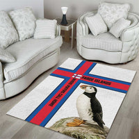 Faroe Islands Area Rug with Red Blue Cross Design and Puffin Bird - Wonder Print Shop