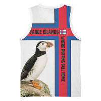 Faroe Islands Basketball Jersey with Red Blue Cross Design and Puffin Bird - Wonder Print Shop