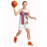 Faroe Islands Basketball Jersey with Red Blue Cross Design and Puffin Bird - Wonder Print Shop