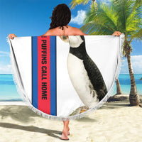 Faroe Islands Beach Blanket with Red Blue Cross Design and Puffin Bird - Wonder Print Shop