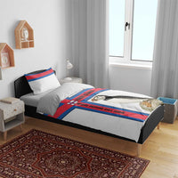 Faroe Islands Bedding Set with Red Blue Cross Design and Puffin Bird - Wonder Print Shop