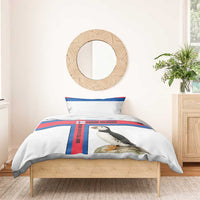 Faroe Islands Bedding Set with Red Blue Cross Design and Puffin Bird - Wonder Print Shop