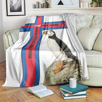 Faroe Islands Blanket with Red Blue Cross Design and Puffin Bird - Wonder Print Shop