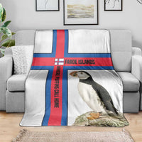 Faroe Islands Blanket with Red Blue Cross Design and Puffin Bird - Wonder Print Shop