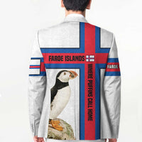 Faroe Islands Blazer with Red Blue Cross Design and Puffin Bird - Wonder Print Shop