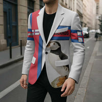 Faroe Islands Blazer with Red Blue Cross Design and Puffin Bird - Wonder Print Shop