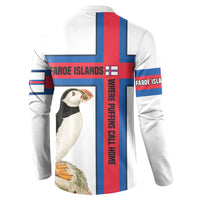 Faroe Islands Button Sweatshirt with Red Blue Cross Design and Puffin Bird - Wonder Print Shop