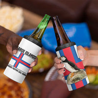 Faroe Islands 4 in 1 Can Cooler Tumbler with Red Blue Cross Design and Puffin Bird - Wonder Print Shop