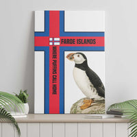 Faroe Islands Canvas Wall Art with Red Blue Cross Design and Puffin Bird - Wonder Print Shop