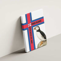 Faroe Islands Canvas Wall Art with Red Blue Cross Design and Puffin Bird - Wonder Print Shop
