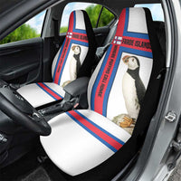 Faroe Islands Car Seat Cover with Red Blue Cross Design and Puffin Bird - Wonder Print Shop