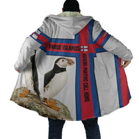 Faroe Islands Cloak with Red Blue Cross Design and Puffin Bird - Wonder Print Shop
