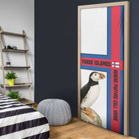 Faroe Islands Door Cover with Red Blue Cross Design and Puffin Bird - Wonder Print Shop