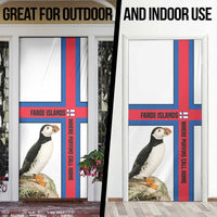 Faroe Islands Door Cover with Red Blue Cross Design and Puffin Bird - Wonder Print Shop
