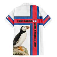 Faroe Islands Family Matching Mermaid Dress and Hawaiian Shirt with Red Blue Cross Design and Puffin Bird - Wonder Print Shop