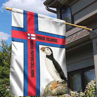 Faroe Islands Garden Flag with Red Blue Cross Design and Puffin Bird - Wonder Print Shop