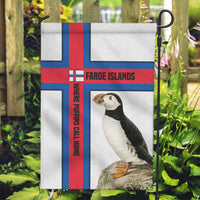 Faroe Islands Garden Flag with Red Blue Cross Design and Puffin Bird - Wonder Print Shop