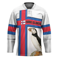Faroe Islands Hockey Jersey with Red Blue Cross Design and Puffin Bird - Wonder Print Shop