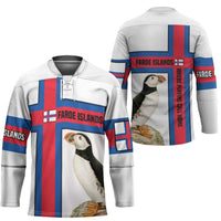 Faroe Islands Hockey Jersey with Red Blue Cross Design and Puffin Bird - Wonder Print Shop