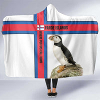 Faroe Islands Hooded Blanket with Red Blue Cross Design and Puffin Bird - Wonder Print Shop