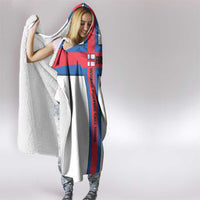 Faroe Islands Hooded Blanket with Red Blue Cross Design and Puffin Bird - Wonder Print Shop