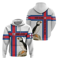 Faroe Islands Hoodie with Red Blue Cross Design and Puffin Bird - Wonder Print Shop