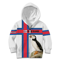 Faroe Islands Kid Hoodie with Red Blue Cross Design and Puffin Bird - Wonder Print Shop