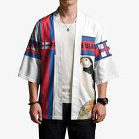 Faroe Islands Kimono with Red Blue Cross Design and Puffin Bird - Wonder Print Shop