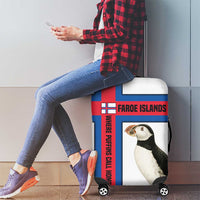Faroe Islands Luggage Cover with Red Blue Cross Design and Puffin Bird - Wonder Print Shop