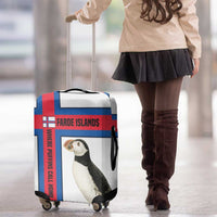 Faroe Islands Luggage Cover with Red Blue Cross Design and Puffin Bird - Wonder Print Shop