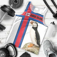Faroe Islands Men Tank Top with Red Blue Cross Design and Puffin Bird - Wonder Print Shop