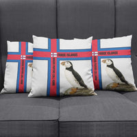Faroe Islands Pillow Cover with Red Blue Cross Design and Puffin Bird - Wonder Print Shop