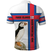 Faroe Islands Polo Shirt with Red Blue Cross Design and Puffin Bird - Wonder Print Shop
