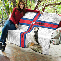 Faroe Islands Quilt with Red Blue Cross Design and Puffin Bird - Wonder Print Shop