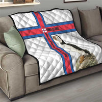 Faroe Islands Quilt with Red Blue Cross Design and Puffin Bird - Wonder Print Shop