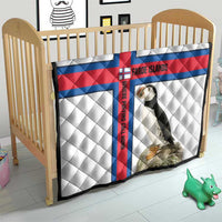 Faroe Islands Quilt with Red Blue Cross Design and Puffin Bird - Wonder Print Shop