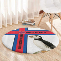 Faroe Islands Round Carpet with Red Blue Cross Design and Puffin Bird - Wonder Print Shop