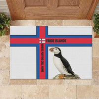 Faroe Islands Rubber Doormat with Red Blue Cross Design and Puffin Bird - Wonder Print Shop