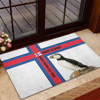 Faroe Islands Rubber Doormat with Red Blue Cross Design and Puffin Bird - Wonder Print Shop