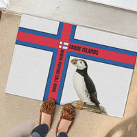 Faroe Islands Rubber Doormat with Red Blue Cross Design and Puffin Bird - Wonder Print Shop