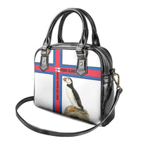 Faroe Islands Shoulder Handbag with Red Blue Cross Design and Puffin Bird - Wonder Print Shop