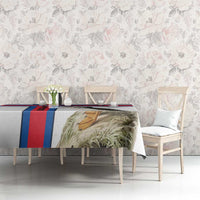 Faroe Islands Tablecloth with Red Blue Cross Design and Puffin Bird - Wonder Print Shop